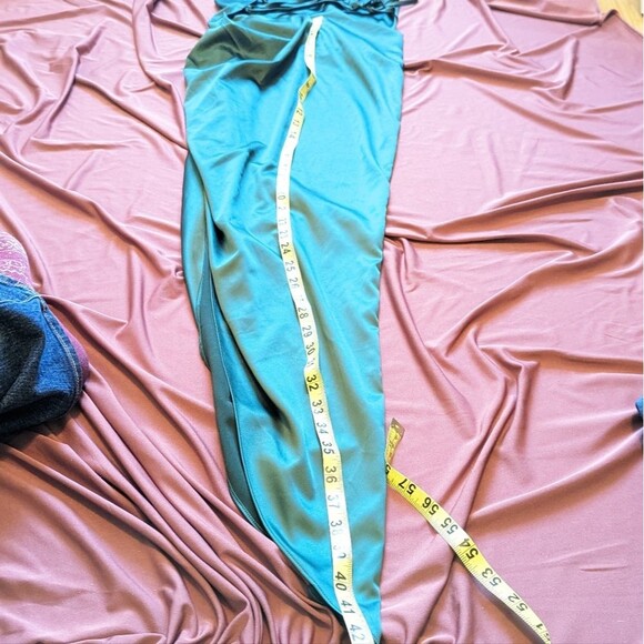 Emerald Green Satin Tie Neck Cowl Backless Formal Prom Midi Dress Size Medium - Picture 5 of 7